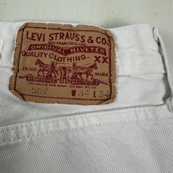 VTG Levi's 501 White Jeans Men Actual 32x26 Button Fly Straight 100% Cotton Y2K - Picture 4 of 16